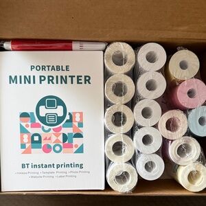 Portable Mini Printer with Paper Rolls